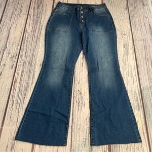 Accomsoul women bootcut bell bottom jeans stretchy jeans high waisted size L